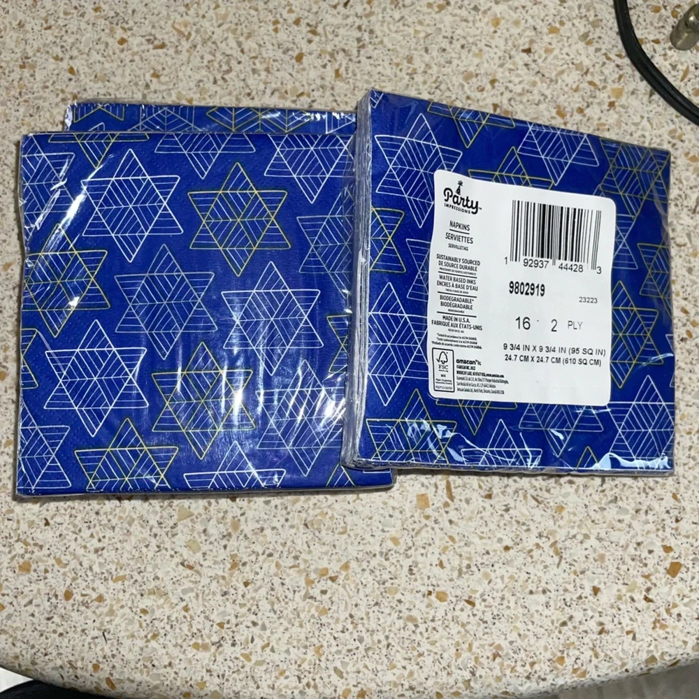 Hanukkah Napkins 2 Packs (32 Total) 2 Ply 9.75” Holiday Party Supplies